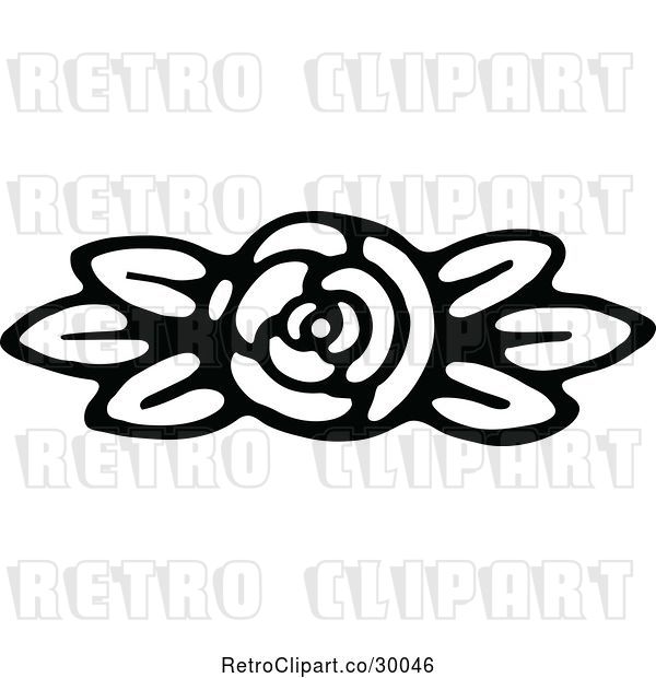 Vector Clip Art of Retro Fully Bloomed Rose