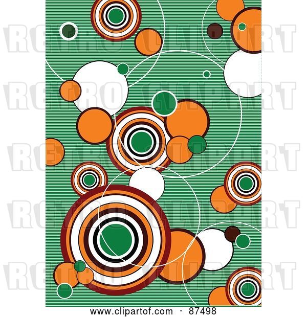 Vector Clip Art of Retro Funky Green Background with Horizontal Lines and Circles