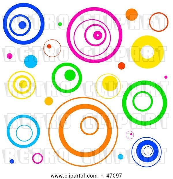 Vector Clip Art of Retro Funky White Background with Circles