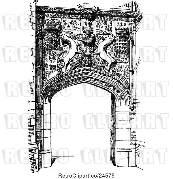Vector Clip Art of Retro Gateway Entrance to St Johns College in Cambridge Uk