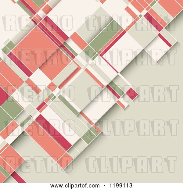 Vector Clip Art of Retro Geometric Background in Pink Green White and Beige Tones