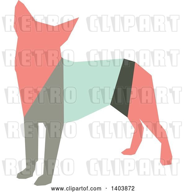 Vector Clip Art of Retro Geometric Colorful Profiled Chihuahua Dog