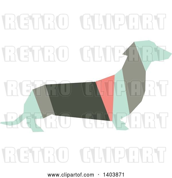 Vector Clip Art of Retro Geometric Colorful Profiled Dachshund Dog