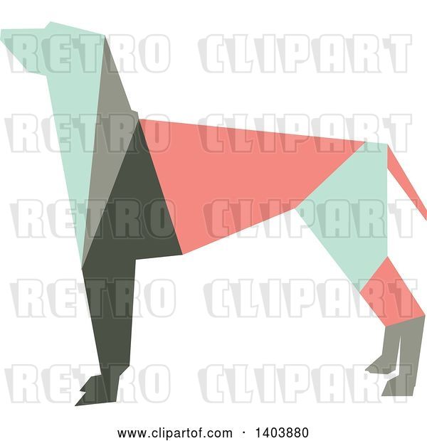 Vector Clip Art of Retro Geometric Colorful Profiled Hound Dog