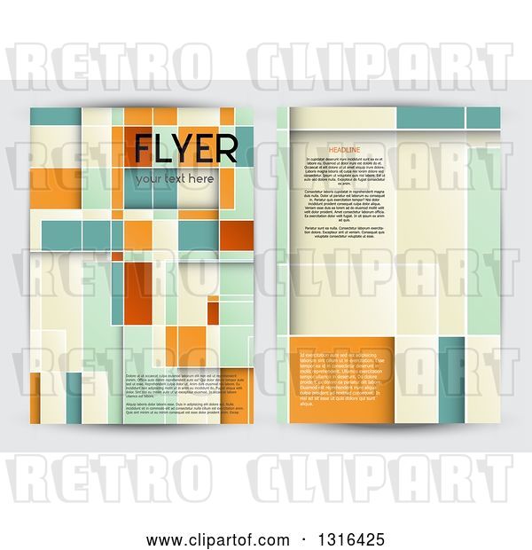 Vector Clip Art of Retro Geometric Flyer Design with Sample Text, on Gray