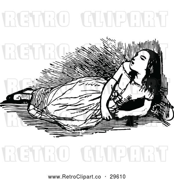 Vector Clip Art of Retro Girl Resting