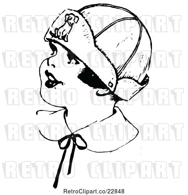 Vector Clip Art of Retro Girl Wearing a Dog Hat