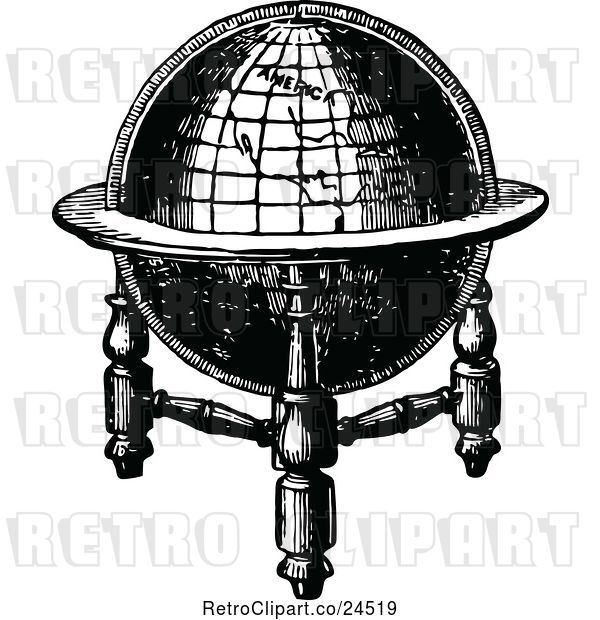 Vector Clip Art of Retro Globe and Stand
