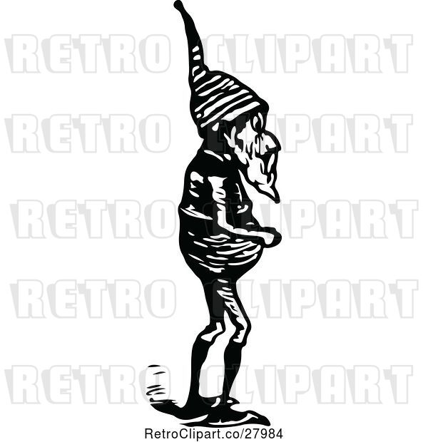 Vector Clip Art of Retro Gnome Facing Right