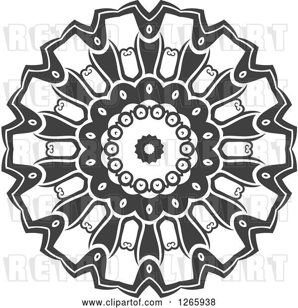 Vector Clip Art of Retro Grayscale Lace Circle