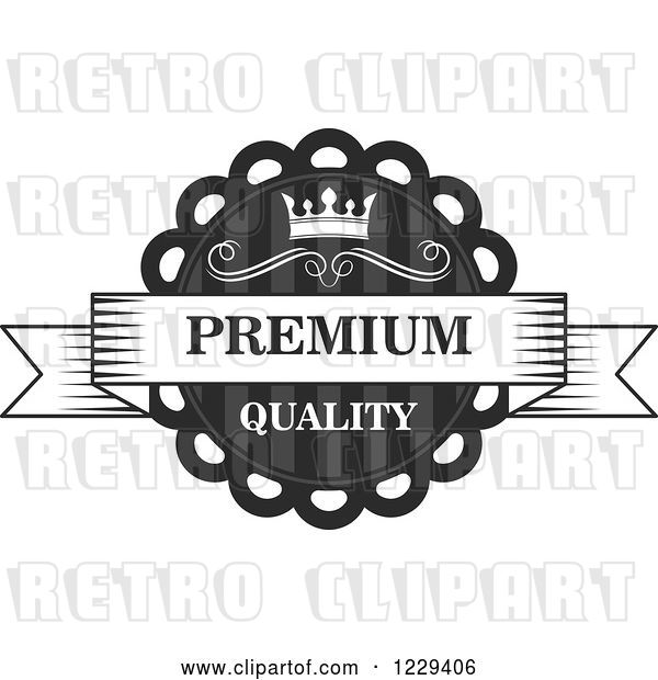 Vector Clip Art of Retro Grayscale Premium Quality Guarantee Label