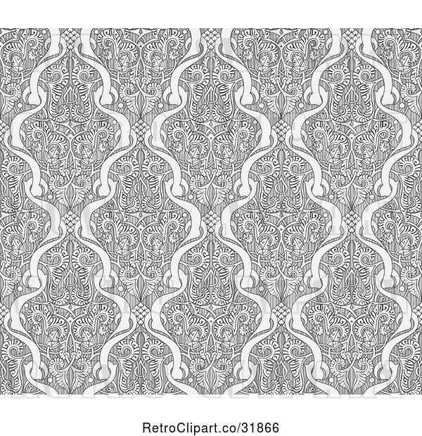 Vector Clip Art of Retro Grayscale Seamless Art Nouveau Pattern
