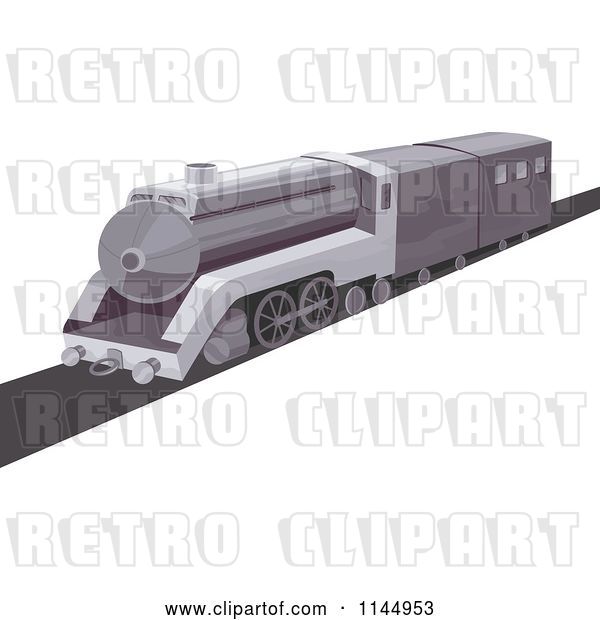 Vector Clip Art of Retro Grayscale Train