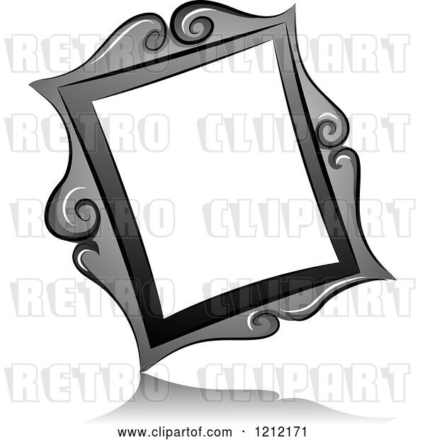 Vector Clip Art of Retro Grayscale Whimsical Slanted Frame and Shadow