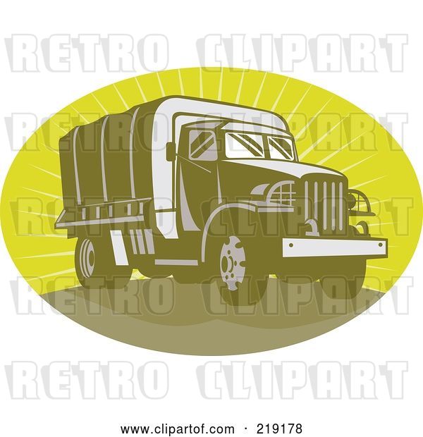 Vector Clip Art of Retro Green Army Truck Logo