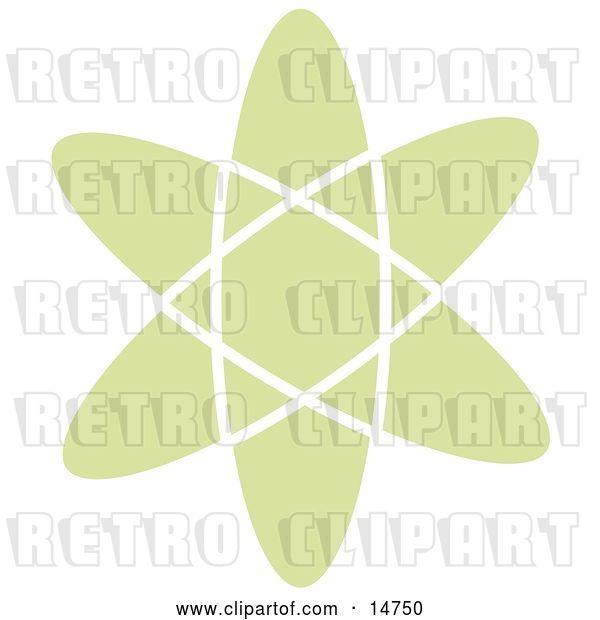 Vector Clip Art of Retro Green Atom over a White Background