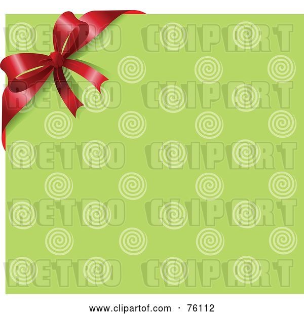 Vector Clip Art of Retro Green Circle Background with a Red Corner Ribbon and Bow