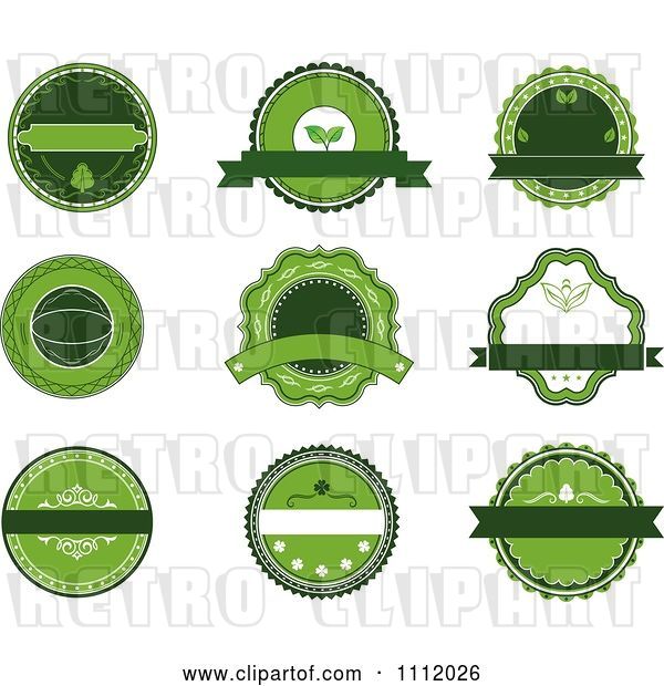 Vector Clip Art of Retro Green Organic Labels