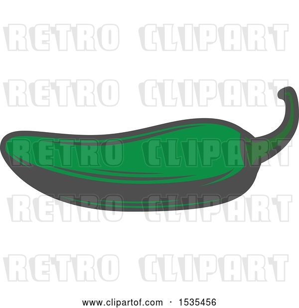 Vector Clip Art of Retro Green Pepper, in Style