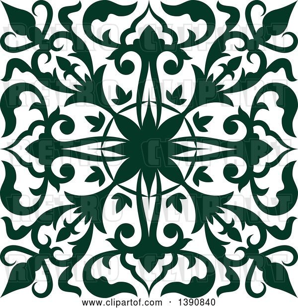 Vector Clip Art of Retro Green Square Ornate Flourish Design Element