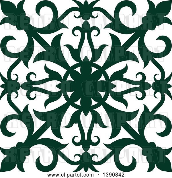 Vector Clip Art of Retro Green Square Ornate Flourish Design Element