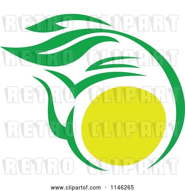 Vector Clip Art of Retro Green Tea Cup with Lemon and Leaves 2