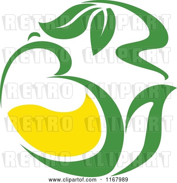 Vector Clip Art of Retro Green Tea Cup with Lemon and Leaves 7