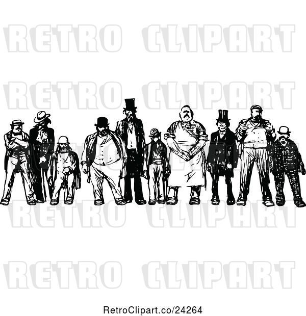 Vector Clip Art of Retro Group of Men