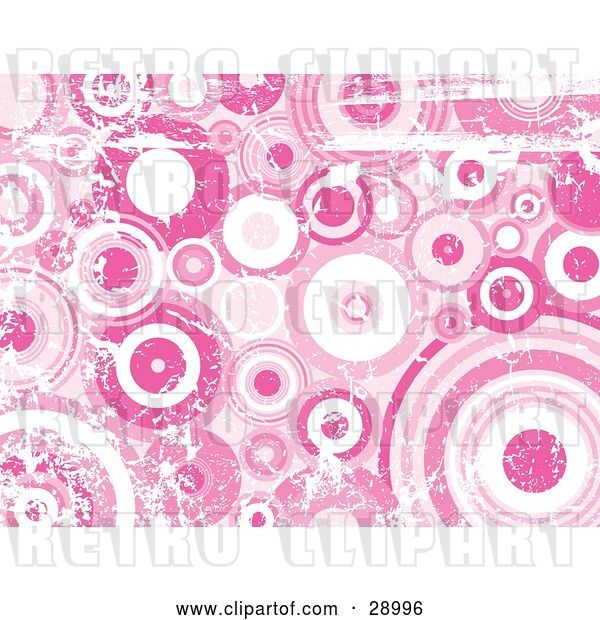 Vector Clip Art of Retro Grunge Background of Scuffed Pink and White Circles