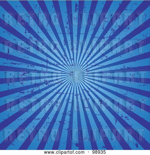 Vector Clip Art of Retro Grungy Blue Ray Background