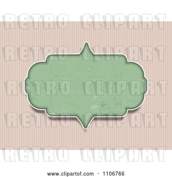 Vector Clip Art of Retro Grungy Green Frame over Vertical Pink Stripes