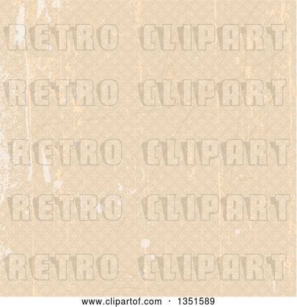Vector Clip Art of Retro Grungy Scratched Beige Background Pattern of Diamonds