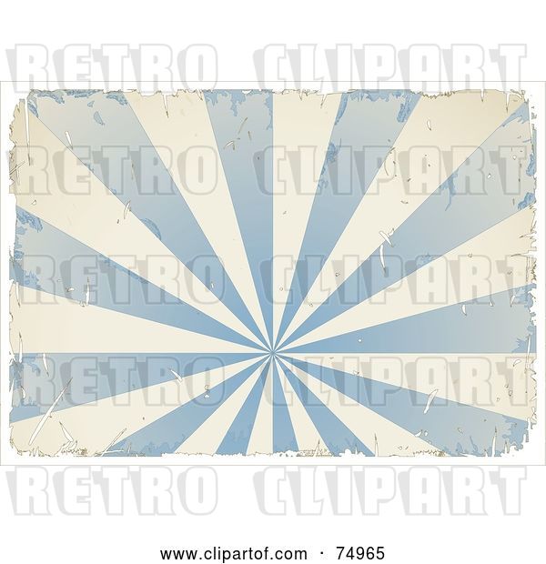 Vector Clip Art of Retro Grungy Textured Blue and White Burst with Ripped Edges and White Borders