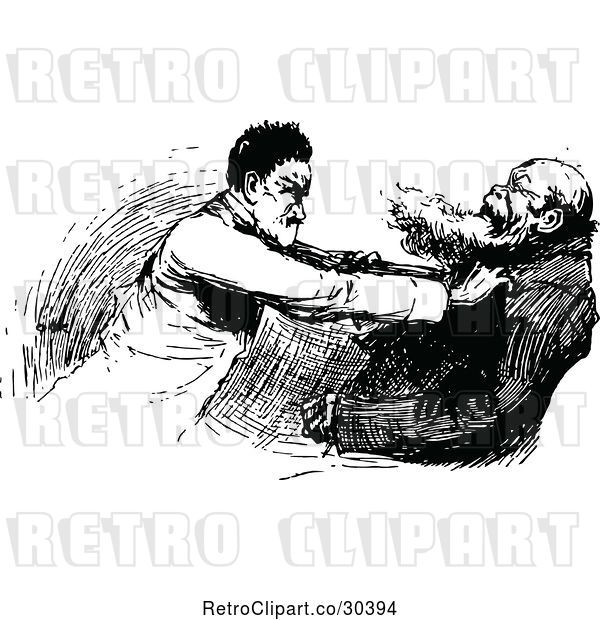 Vector Clip Art of Retro Guy Attacking Another