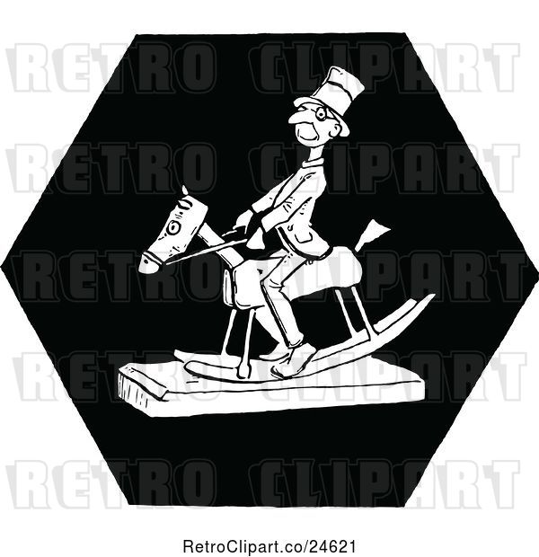 Vector Clip Art of Retro Guy on a Rocking Horse