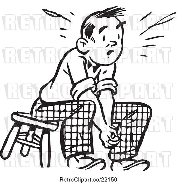 Vector Clip Art of Retro Guy Sitting on a Stool