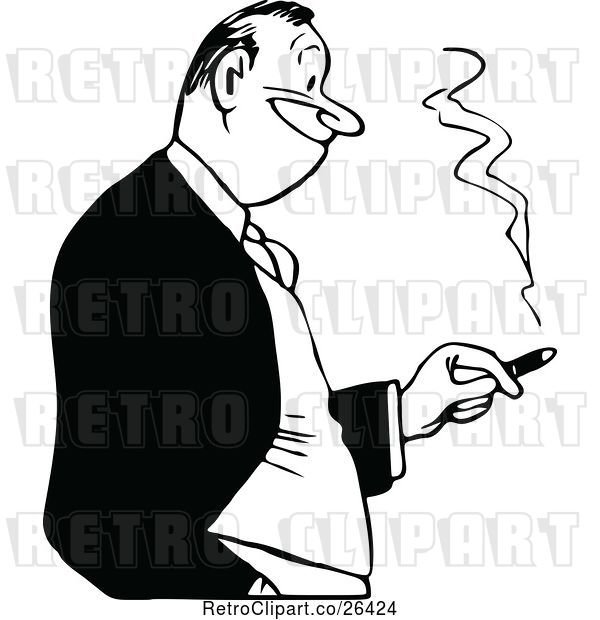 Vector Clip Art of Retro Guy Smoking a Cigar