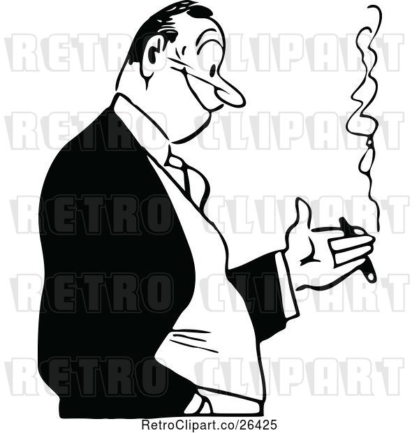 Vector Clip Art of Retro Guy Smoking a Cigar