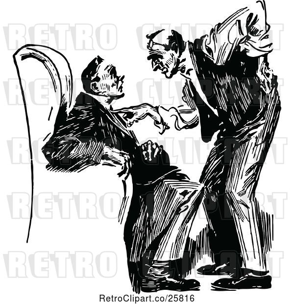 Vector Clip Art of Retro Guy Threatening or Advising Another