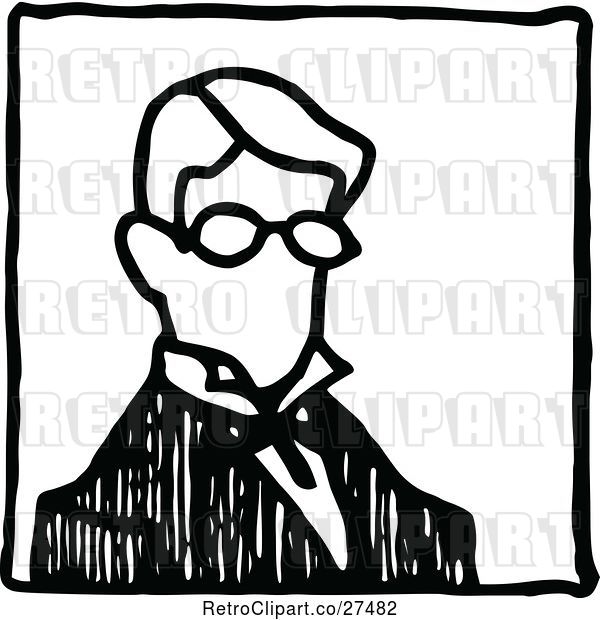 Vector Clip Art of Retro Guy with Glasses