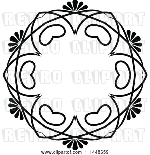 Vector Clip Art of Retro Hand Drawn Frame with Hearts
