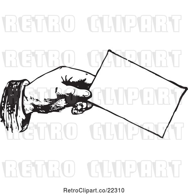 Vector Clip Art of Retro Hand Holding a Business Card