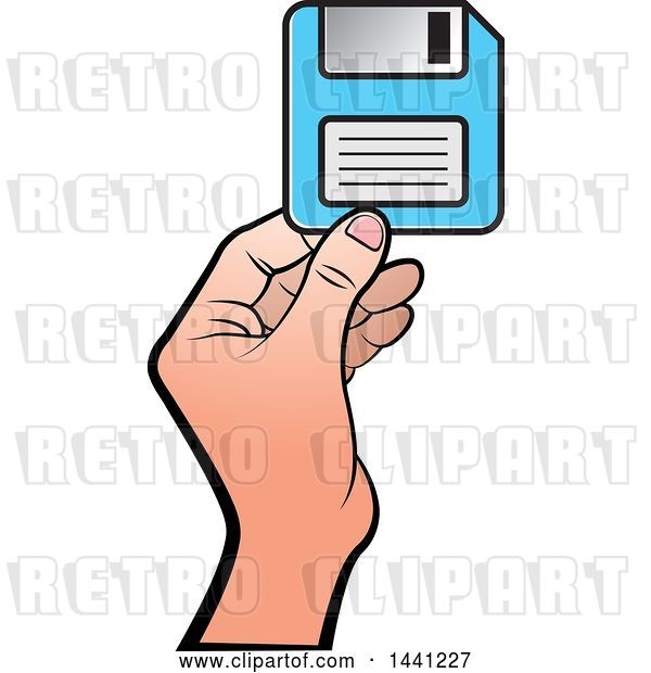 Vector Clip Art of Retro Hand Holding a Floppy Disk