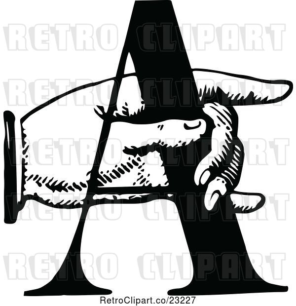 Vector Clip Art of Retro Hand Holding the Letter a