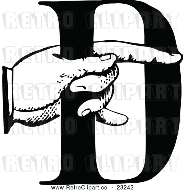 Vector Clip Art of Retro Hand Holding the Letter D