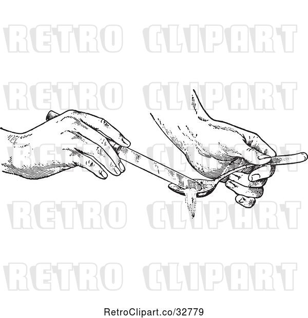Vector Clip Art of Retro Hands Removing Half a Spoon Full of an Ingredient with a Knife in
