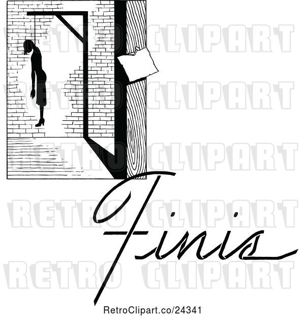 Vector Clip Art of Retro Hanged Guy and Finis Text