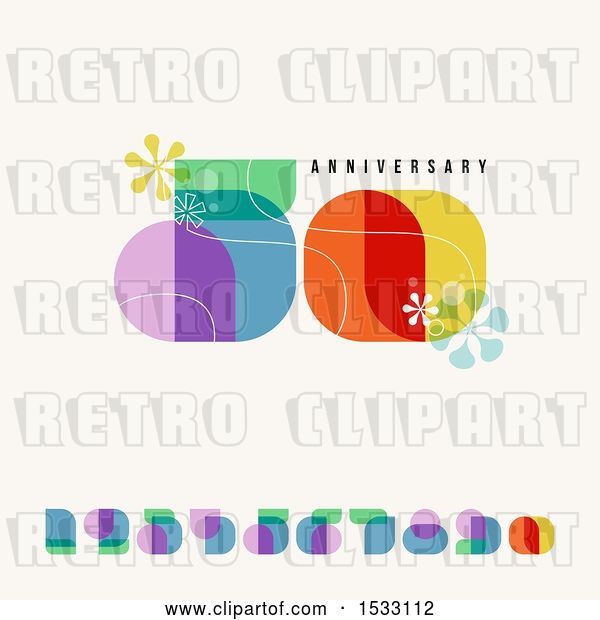 Vector Clip Art of Retro Happy 50th Anniversary Design with Numbers, on Beige