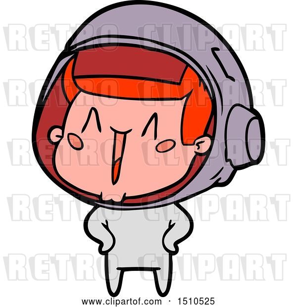 Vector Clip Art of Retro Happy Cartoon Astronaut