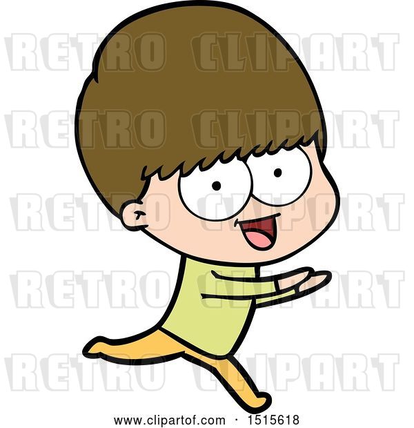Vector Clip Art of Retro Happy Cartoon Boy Running